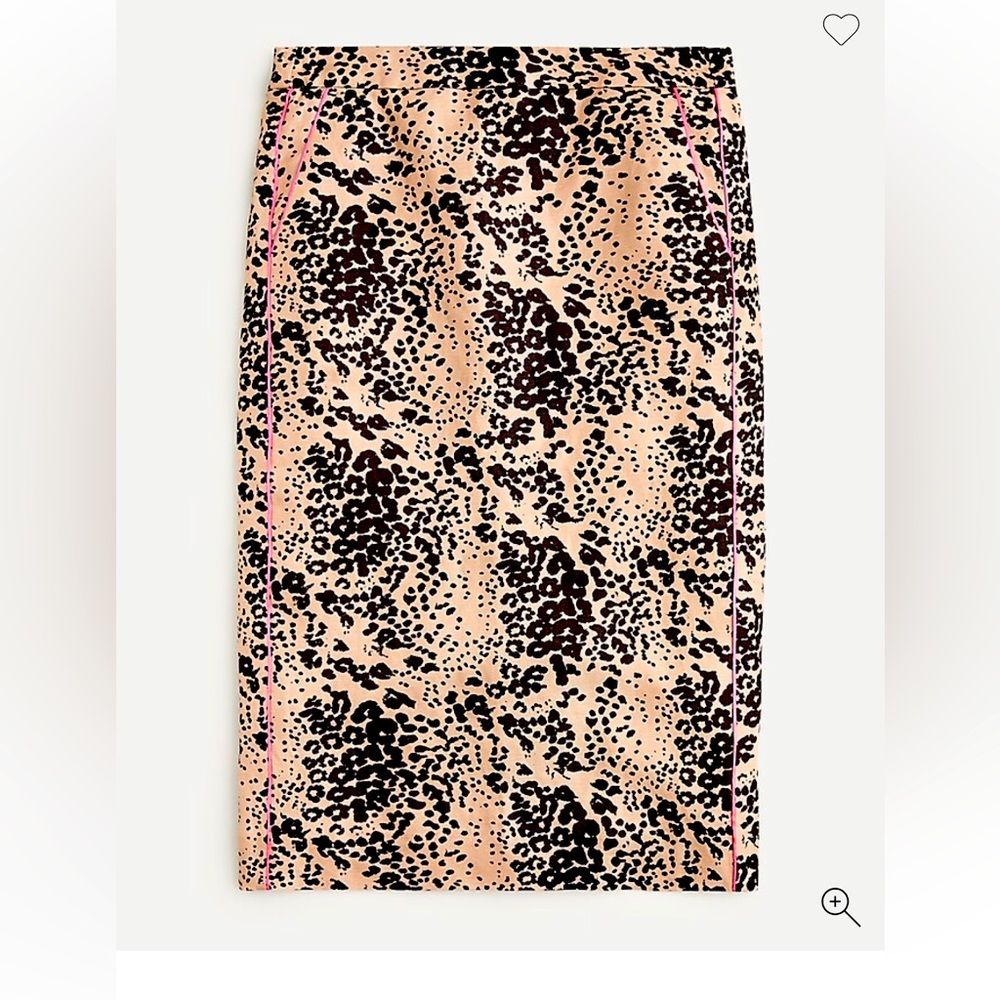 NWT J.Crew Linen Blend Leopard Print Pencil Skirt Size 18